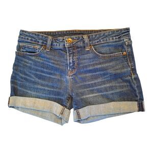 JCP Denim Shorts Stretch Low Rise Sewn Cuff 28 misses 6 with 3.5" inseam sz 28/6